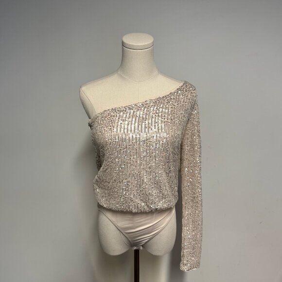 Lulus Tops - Lulus One Shoulder Sequin Bodysuit